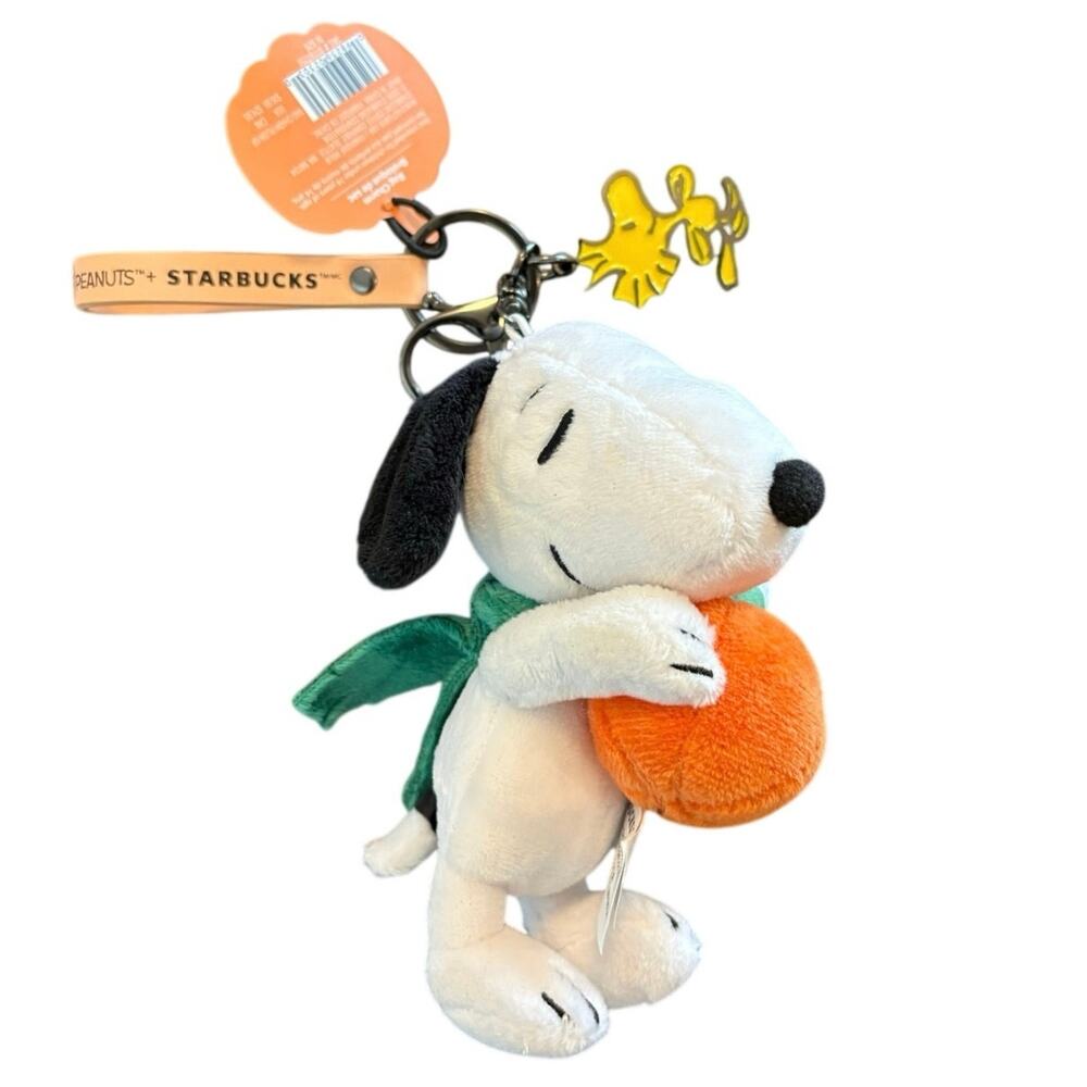 NEW 2026 Starbucks Peanuts Snoopy Pumpkin Plush Keychain Bag Charm